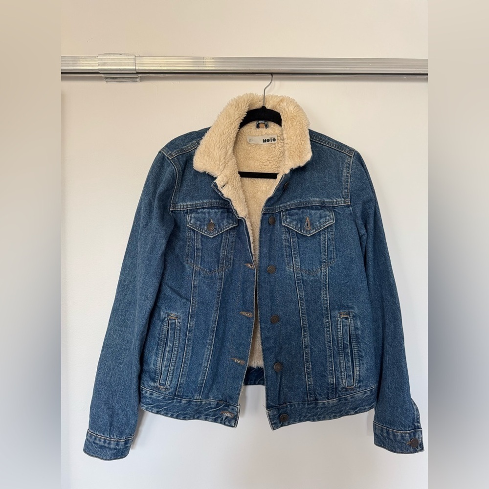 Topshop Sherpa Lined Denim Jacket